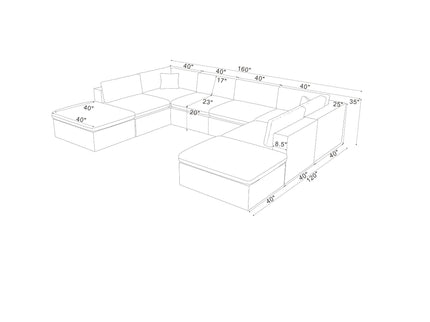 Custom Configuration Modular Sectional & Toss Pillows
