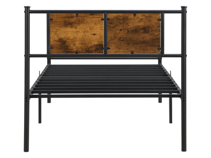 ModerMetal Bedframe With Wood Panel Headboard