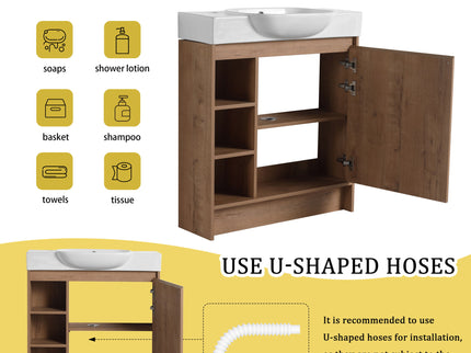 Sleek Design Freestanding Bathroom Vanity With Sink, Soft Close Door