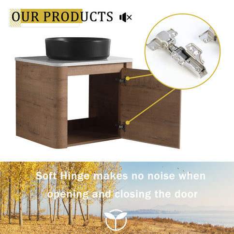 Wall Mounted Bathroom Vanity & Art Sink & 1 Soft Close Door