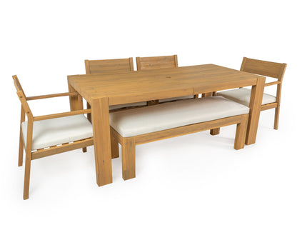 Outdoor Dining Set Rectangular Table With Umbrella Hole