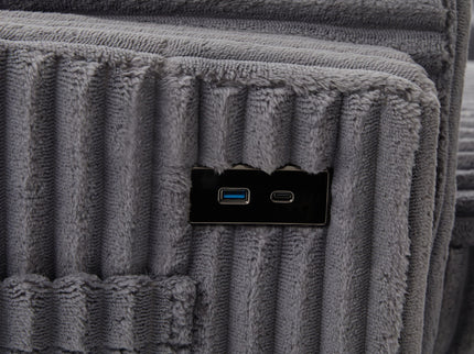 Convertible U-Shaped Sectional Sofa Bed With USB Ports And Storage