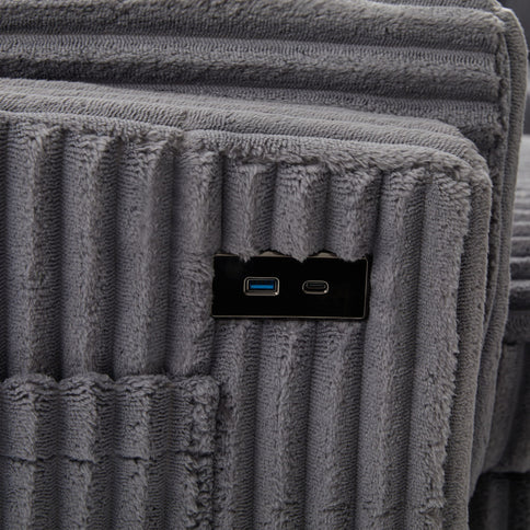 Convertible U-Shaped Sectional Sofa Bed With USB Ports And Storage