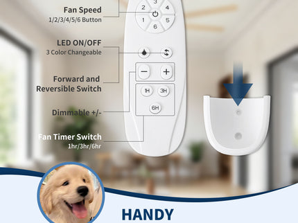 Oversized Large Ceiling Fan With Dimmable LED Light, 8 Blades, Remote Control