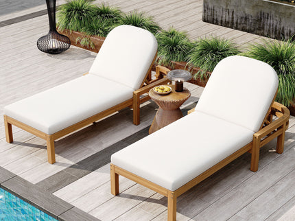 Outdoor Chaise Lounge With 5 Position Adjustable Backrest (Set of 2)