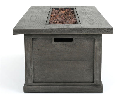 Transitional Rectangular Outdoor Propane Fire Pit With 50, 000 Btu