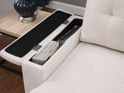 Ashlyn II - 84"W Woven Fabric Reversible Sleeper Sectional Sofa with Storage Chaise