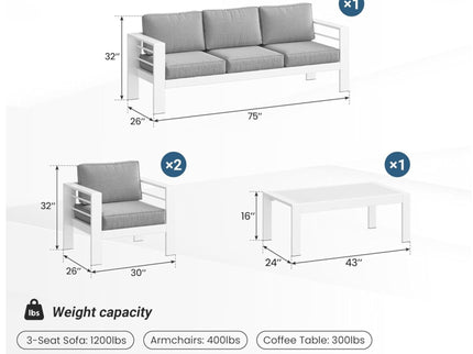 Outdoor Patio Set With All-Weather Thick Cushions