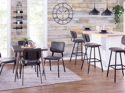 Foundry - Contemporary Barstool Zig Zag Stitching (Set of 2) - Black / Gray