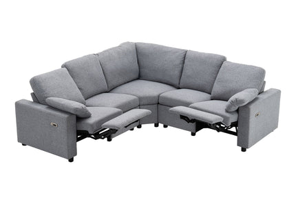 Power Recliner Sectional Sofa Home Theater Reclining Sofa With Two USB Ports, Two Storage Drawers For Living Room