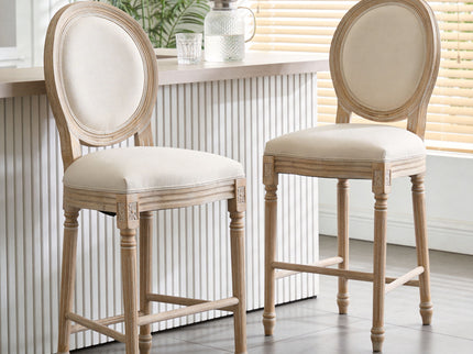 French Country Bar Chairs & Round Back (Set of 2)