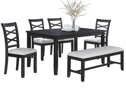 Dining Set 6 Piece With Table And Upholstered X Back Chairs - Charcoal