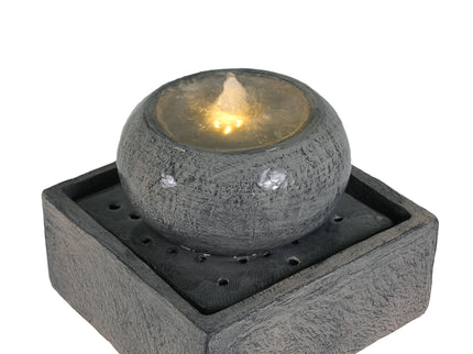 Minimalist Column Fountain With LED Lighting, Outdoor Decor For Patio, Porch And Garden - Gray