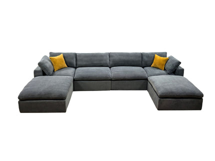 Upholstery Full Compressed Modular Sectional With Toss Pillows - Light Gray