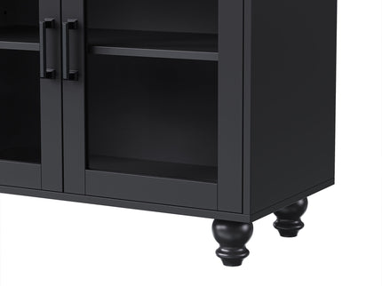 Farmhouse TV Stand With Solid Wood Gourd Shaped Legs For TVs Up To 70"