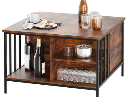 Lift Top Coffee Table With Storage, Adjustable Height Living Room - Black / Brown