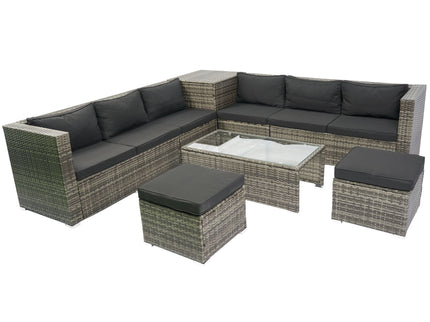 8 Piece Patio Sectional Wicker Rattan Outdoor Furniture Sof Set With One Storage Box Under Seat And Cushion Box - Gray / Black