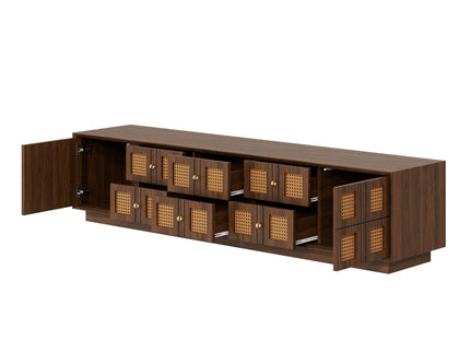 Media Console TV Stand With 6 Drawers & 2 Cabinets - Walnut