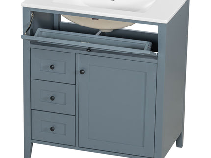 Modern Bathroom Vanity With Sink, 3 Drawers And Adjustable Shelf