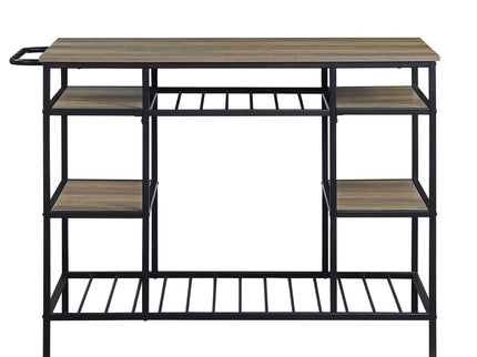 Lona - Kitchen Island - Rustic Oak / Black