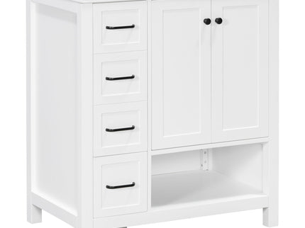 Bathroom Vanity With Sink Top, Bathroom Vanity Cabinet With 2 Doors And 2 Drawers, Open Shelf
