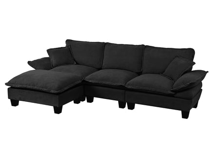 Modular Sectional Sofa With Movable Ottoman & Pillows