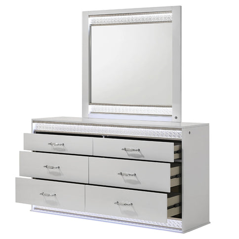 Glam - 6 Drawer Dresser & LED Lighting (Includes Dresser Only) - White