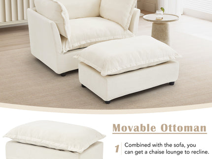 Modern Armchair Sofa With Movable Ottoman