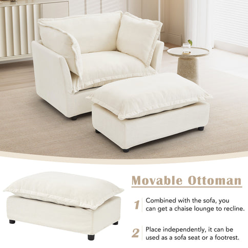 Modern Armchair Sofa With Movable Ottoman