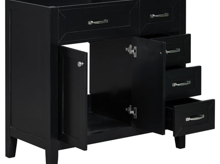 Modern Bathroom Vanity Base Only, 2 Doors And 3 Drawers