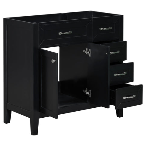 Modern Bathroom Vanity Base Only, 2 Doors And 3 Drawers