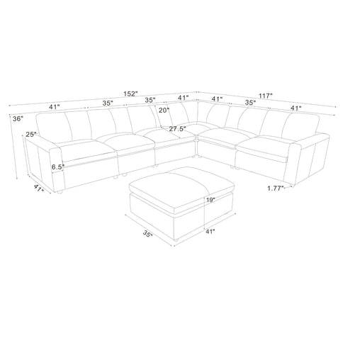 Upholstered Large Seating Modular Sectional