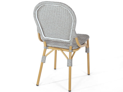 Outdoor Rattan And Aluminum Armless French Bistro Chairs (Set of 2) - Dark Gray