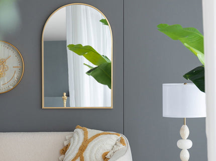 Arched Mirror With Metal Frame, Wall Mirror For Living Room Bedroom Entryway