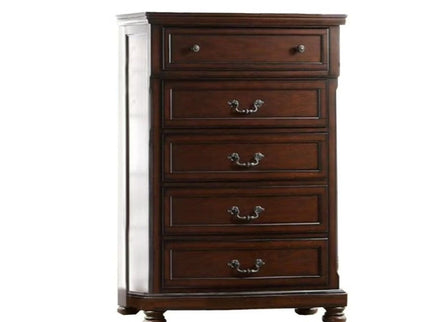 1 Piece Chest Bun Feet Pull Handles Round Knobs Bedroom Furniture - Cherry