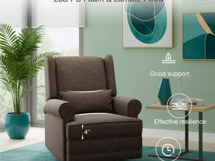Extra Wide Swivel Recliner Glider Chair With Footrest - Brown
