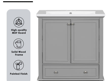 Modern Bathroom Vanity With Sink Combo, Multi Functional Cabinet With Doors And Drawer