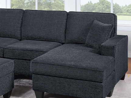 5 Piece Sectional Set With USB Port Left Arm Loveseat Chaise Right Arm Loveseat Corner Wedge Armless Chair Ottoman Upholstered - Black / Slate
