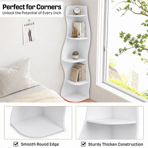 5 Tier S - Shaped Corner Shelf For Living Room
