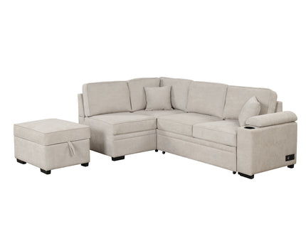 Sleeper Sofa Bed, 2 In 1 Pull Out Sofa Bed L Shape Couch With Storage Ottoman For Living Room, Bedroom Couch And Small Apartment