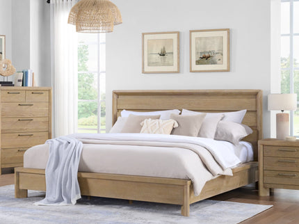 Panel Bed Frame With Unique Headboard And Included Slats