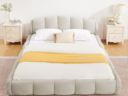 Upholstered Platform Bed Frame, Low Profile Floor Bed, No Box Spring Required