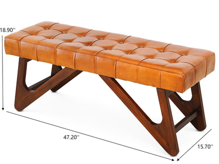 Mia - Bench With Buttons - Brown / Rustic