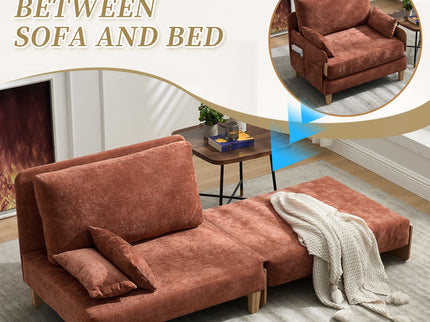 Mid Century Modern Foldable Sofa Bed, 3 In 1 Convertible Sleeper With 3 Pillows