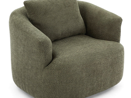 360° Swivel Barrel Sofa Chair With Throw Pillow, Upholstered Accent Chair