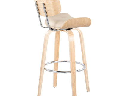 Lombardi - Mid Century Modern Fixed Height Barstool With Swivel With Round Footrest (Set of 2)