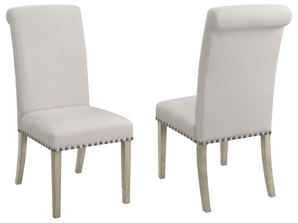 Upholstered Dining Chair With Rolled Edge Seat Back (Set of 2) - Beige