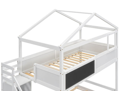 House Style Bunk Bed With Storage Staircase And board