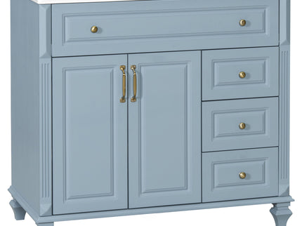 Modern Bathroom Vanity With Sink, 3 Drawers & 2 Doors