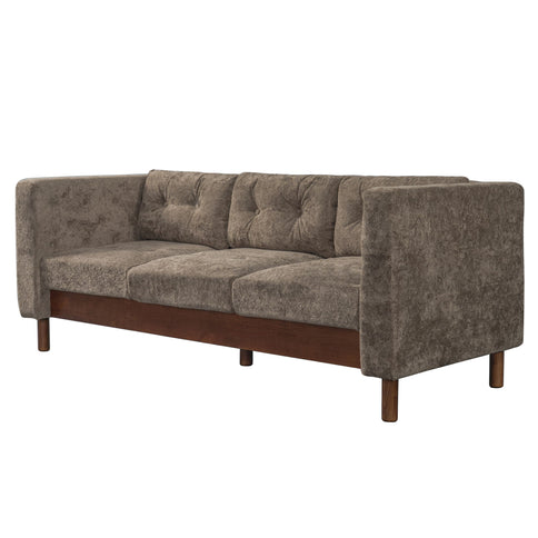 3 Seater Sofa With Square Arms, Tufted Pillow Back For Living Room